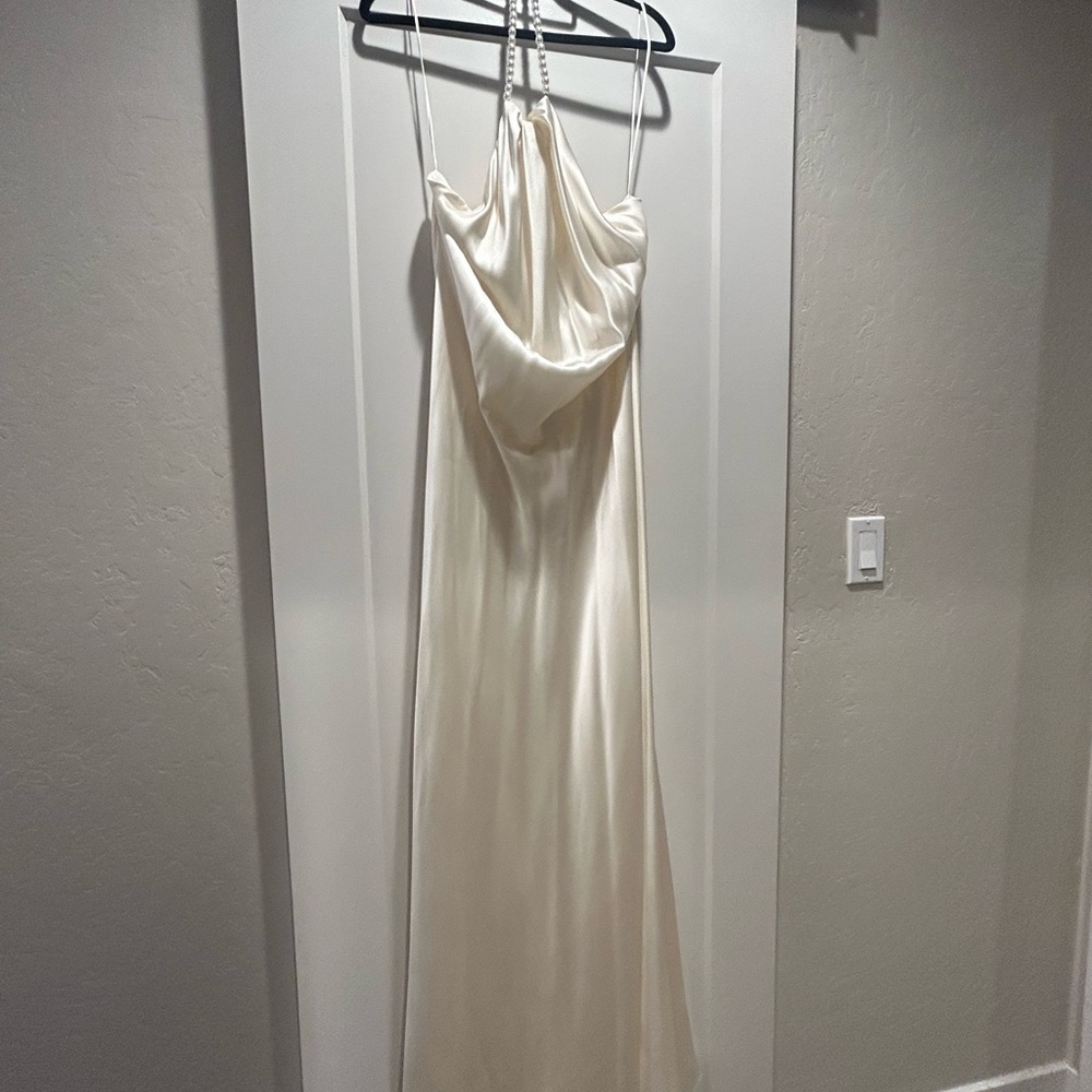 Elegant Cream Satin Gown
